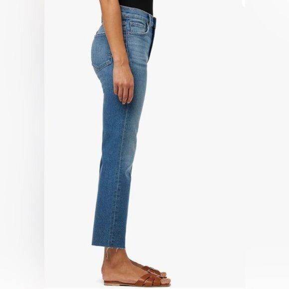 Joes Jeans Hi Honey Hi Rise Curvy Cropped Boot Blue Denim Jeans Size 32 Raw Hem - Picture 3 of 11